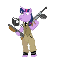 Size: 1689x1870 | Tagged: safe, artist:jewelsfriend, derpibooru import, twilight sparkle, pony, bipedal, crossover, gun, penny arcade, tycho brahe