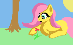 Size: 320x200 | Tagged: safe, artist:friendlyfirefox, fluttershy, pegasus, pony, female, flower, mare, solo