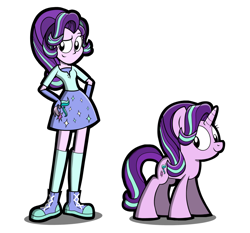 Size: 1024x956 | Tagged: safe, artist:kingtoby19, starlight glimmer, equestria girls, clothes, converse, equestria girls-ified, hand on hip, human ponidox, looking back, self ponidox, shoes, simple background, smiling, transparent background