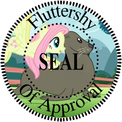 Size: 804x804 | Tagged: safe, fluttershy, pegasus, pony, sea lion, seal, pun, reaction image, seal of approval