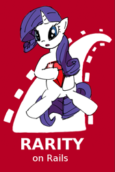 Size: 465x690 | Tagged: safe, artist:randomtwifag, rarity, pony, unicorn, :o, gem, open mouth, programming, ruby, ruby (language), ruby on rails, sitting, solo