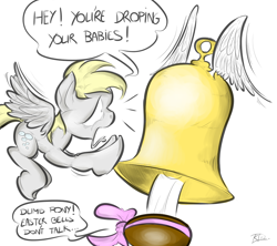 Size: 900x800 | Tagged: safe, artist:keentao, derpy hooves, pegasus, pony, bell, easter, easter bell, easter egg, female, mare