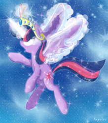 Size: 700x800 | Tagged: safe, artist:anggrc, derpibooru import, twilight sparkle, twilight sparkle (alicorn), alicorn, pony, big crown thingy, element of magic, female, glowing eyes, glowing horn, magic, mare, solo