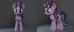 Size: 1800x800 | Tagged: safe, artist:temporal333, starlight glimmer, pony, unicorn, 3d, blender, looking at you, model, smiling, solo, vray