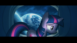 Size: 2700x1500 | Tagged: dead source, safe, artist:mario94, derpibooru import, twilight sparkle, unicorn twilight, unicorn, crying, earth, sad, solo, space, wallpaper