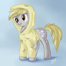 Size: 600x600 | Tagged: safe, artist:daffydream, derpy hooves, pegasus, pony, clothes, female, hoodie, jacket, mare, solo