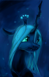 Size: 2151x3366 | Tagged: safe, artist:aemantaslim, queen chrysalis, changeling, changeling queen, atg 2018, bust, female, newbie artist training grounds, painting, portrait