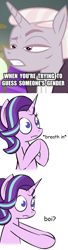 Size: 525x1919 | Tagged: safe, artist:pj-nsfw, starlight glimmer, zesty gourmand, pony, unicorn, spice up your life, :t, boi, comic, frown, meme, wide eyes