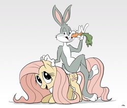 Size: 1400x1200 | Tagged: safe, artist:docwario, fluttershy, pegasus, pony, bugs bunny, crossover, looney tunes