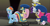 Size: 1600x830 | Tagged: safe, derpibooru import, screencap, fluttershy, pinkie pie, rainbow dash, rarity, earth pony, pegasus, pony, unicorn, testing testing 1-2-3, admiral fairy flight, agatha christie, ancient wonderbolts uniform, hub logo, meme, sgt. rarity, youtube caption