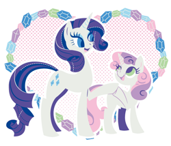 Size: 700x600 | Tagged: safe, artist:yousukou, rarity, sweetie belle, pony, unicorn, duo, duo female, female, filly, mare, siblings, sisters, white coat