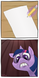 Size: 675x1341 | Tagged: safe, artist:yellow-jelly, artist:yellowbooze, derpibooru import, twilight sparkle, exploitable, faic, failed meme, meme, nervous, no free rides, spongebob squarepants, sweat