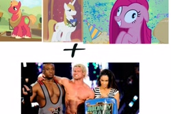 Size: 3000x2000 | Tagged: safe, big macintosh, pinkie pie, prince blueblood, earth pony, pony, aj lee, big e langston, dolph ziggler, exploitable meme, make it happen, male, pinkamena diane pie, stallion, wwe