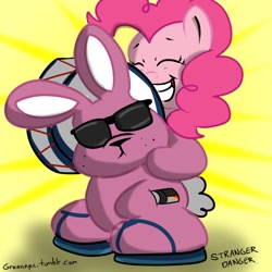 Size: 750x750 | Tagged: safe, artist:strangerdanger, pinkie pie, earth pony, pony, 30 minute art challenge, animal costume, bunny costume, clothes, costume, energizer bunny