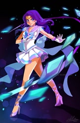 Size: 582x900 | Tagged: safe, artist:youkaiyume, rarity, human, crystal, female, high heels, humanized, sailor moon, sailor scout, sailor uniform, shoes, solo, uniform