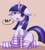 Size: 1075x1200 | Tagged: safe, artist:shinobe, derpibooru import, twilight sparkle, pony, unicorn, anatomically incorrect, blushing, brown background, clothes, colored pupils, cute, female, floppy ears, incorrect leg anatomy, looking at you, mare, no, open mouth, pixiv, simple background, socks, solo, striped socks, sweat, sweatdrop, twiabetes