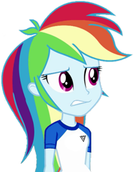 Size: 545x697 | Tagged: safe, artist:fella, derpibooru import, edit, editor:fella, rainbow dash, equestria girls, blue, clothes, confused, female, jersey, shirt, simple background, solo, t-shirt, transparent background