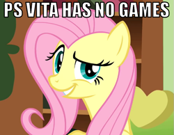 Size: 601x466 | Tagged: safe, fluttershy, pegasus, pony, troll, gamershy, image macro, smirk