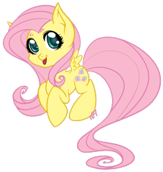 Size: 836x881 | Tagged: safe, artist:couratiel, fluttershy, pegasus, pony, chibi, cute, solo, tongue out