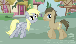 Size: 1624x947 | Tagged: safe, artist:pinkiepie4eva, derpy hooves, doctor whooves, pegasus, pony, female, mare