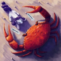 Size: 1600x1600 | Tagged: safe, artist:dahtamnay, rarity, crab, pony, unicorn, female, horn, rarity fighting a giant crab