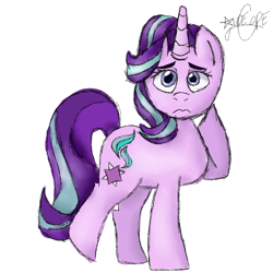 Size: 1024x1024 | Tagged: safe, artist:memingerss, starlight glimmer, pony, unicorn, looking at you, raised hoof, raised leg, simple background, solo, transparent background, wavy mouth