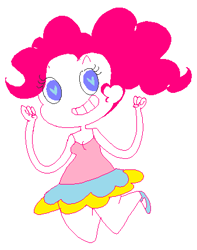 Size: 338x428 | Tagged: safe, artist:longtimenokiwi, pinkie pie, female, heart eyes, humanized, pink hair, solo