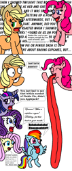 Size: 640x1510 | Tagged: safe, artist:captainchomp, derpibooru import, applejack, fluttershy, pinkie pie, rainbow dash, rarity, twilight sparkle, earth pony, pegasus, pony, unicorn, spoiler:comic, bipedal, comic, dialogue, female, impossibly long tongue, long tongue, mare, talking, tongue out, wide eyes