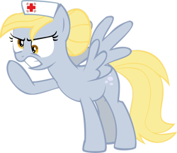 Size: 1800x1552 | Tagged: safe, artist:yuyuchan4ever, derpy hooves, pegasus, pony, female, hair bun, hat, mare, nurse hat, simple background, solo, spread wings, transparent background, vector, wings