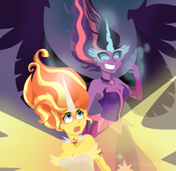 Size: 1865x1815 | Tagged: safe, artist:yk-dgb, midnight sparkle, sci-twi, sunset shimmer, twilight sparkle, equestria girls, friendship games, daydream shimmer, grin