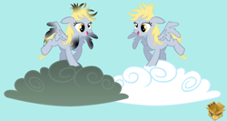 Size: 2817x1500 | Tagged: safe, artist:pirill, derpy hooves, pegasus, pony, cloud, female, mare, solo