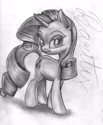 Size: 2407x2914 | Tagged: safe, artist:mykegreywolf, rarity, pony, unicorn, grayscale, solo, traditional art