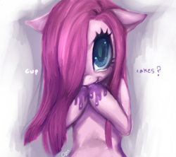 Size: 574x509 | Tagged: safe, artist:cizu, pinkie pie, earth pony, pony, female, mare, messy, pink coat, pink mane, pinkamena diane pie