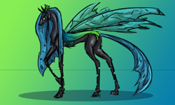 Size: 600x361 | Tagged: safe, artist:stuterirose, queen chrysalis, changeling, changeling queen, female, gradient background, solo, traditional art