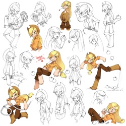 Size: 1280x1280 | Tagged: safe, artist:pappomut, applejack, collage, humanized, sketch dump