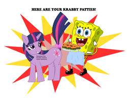 Size: 3623x2799 | Tagged: safe, artist:iedasb, derpibooru import, edit, twilight sparkle, burger, crossover, food, hamburger, krabby patty, spongebob squarepants