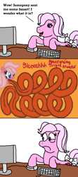 Size: 640x1440 | Tagged: safe, artist:captainchomp, derpibooru import, lickety split, earth pony, pony, g1, comic, computer, female, long tongue, mare, solo, tongue out