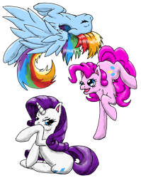 Size: 900x1131 | Tagged: safe, artist:brushdrop, derpibooru import, pinkie pie, rainbow dash, rarity, earth pony, pegasus, pony, unicorn, eyes closed, open mouth, simple background, transparent background