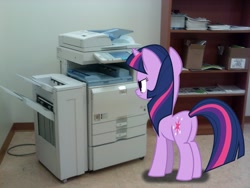 Size: 1024x768 | Tagged: safe, artist:paris7500, derpibooru import, twilight sparkle, fax, photocopier, plot, ponies in real life, printer, vector