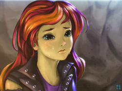 Size: 2480x1842 | Tagged: safe, artist:mrs1989, sunset shimmer, equestria girls, crying, scene interpretation, solo