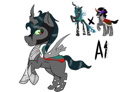 Size: 1024x768 | Tagged: safe, artist:akiiichaos, king sombra, queen chrysalis, changeling, changeling queen, changepony, hybrid, pony, unicorn, chrysombra, female, interspecies offspring, male, offspring, parent:king sombra, parent:queen chrysalis, parents:chrysombra, shipping, simple background, straight, transparent background