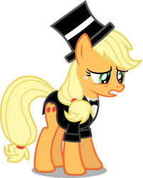 Size: 4062x5041 | Tagged: safe, artist:austiniousi, applejack, earth pony, pony, absurd resolution, clothes, simple background, solo, transparent background, tuxedo, vector