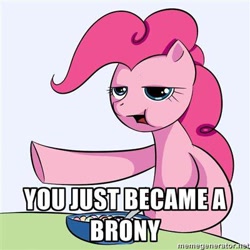 Size: 400x400 | Tagged: safe, pinkie pie, earth pony, pony, cereal guy, female, mare, meme, pink coat, pink mane, solo