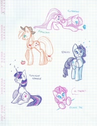 Size: 1280x1660 | Tagged: safe, artist:sinclairdraws, derpibooru import, applejack, fluttershy, pinkie pie, rarity, twilight sparkle, earth pony, pegasus, pony, unicorn, sketch