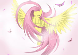 Size: 3100x2200 | Tagged: safe, artist:mricantdraw, fluttershy, butterfly, pegasus, pony, long hair, solo