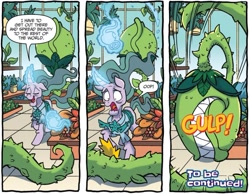 Size: 1639x1275 | Tagged: safe, artist:tonyfleecs, idw, mistmane, pony, unicorn, legends of magic, spoiler:comic, spoiler:comiclom10, carnivore plant, carnivorous plant, comic, eaten alive, female, mare, plant, plant vore, to be continued, vore