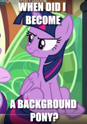 Size: 512x732 | Tagged: safe, edit, edited screencap, screencap, starlight glimmer, twilight sparkle, twilight sparkle (alicorn), alicorn, pony, the times they are a changeling, annoyed, background pony, background pony strikes again, cropped, hilarious in hindsight, image macro, meme