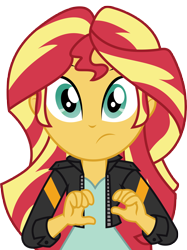 Size: 6000x8036 | Tagged: safe, artist:luckreza8, sunset shimmer, equestria girls, friendship games, .svg available, absurd resolution, clothes, inkscape, leather jacket, looking at you, simple background, solo, transparent background, vector