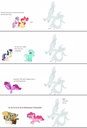 Size: 1424x2100 | Tagged: safe, apple bloom, berry punch, berryshine, bon bon, discord, lyra heartstrings, pinkie pie, sweetie belle, sweetie drops, earth pony, pony, comic, katamari damacy