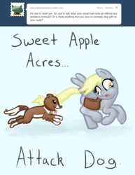 Size: 770x1000 | Tagged: safe, derpy hooves, winona, pegasus, pony, ask, ask a mailmare, female, mare, tumblr